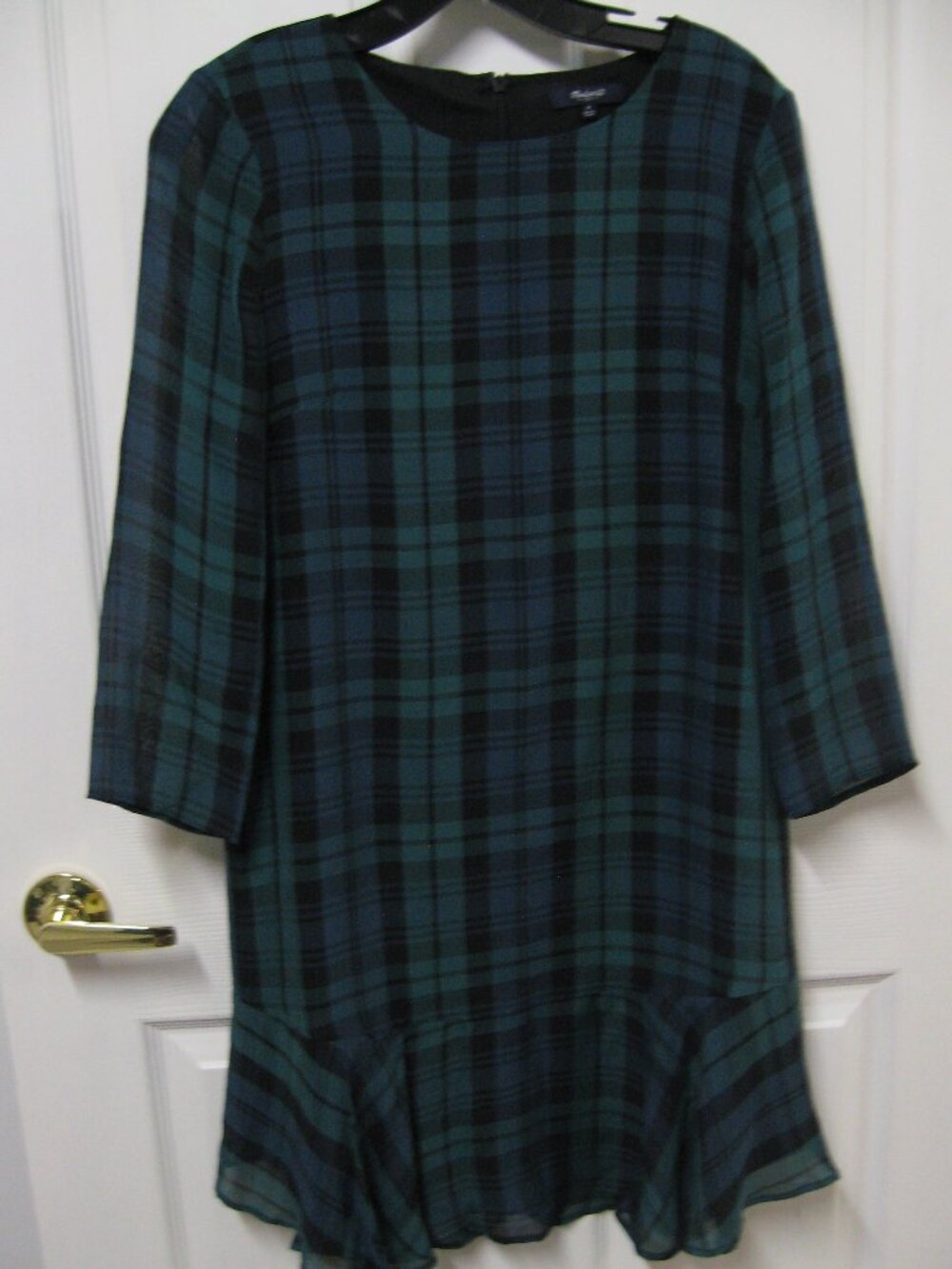 Madewell Black Watch Plaid Silk Dress Size 0
